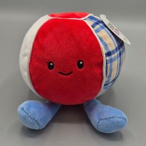 Giggle Scape Beach Ball Plush Red White Blue Plaid Stuffed Toy 086-13-4217